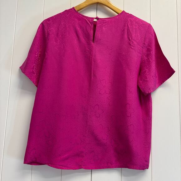 Laura & Jayne Silk Collection Womens Jacquard Corpcore Career Silk Top Size S - Picture 2 of 7